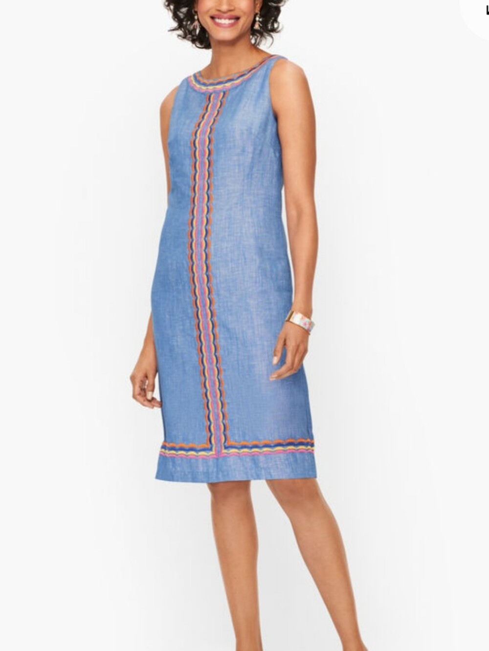 Talbots Line Scallop Shift Dress NWT Chambray 8P